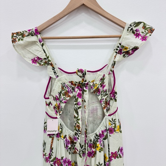 SAYLOR Ayame Flutter-Sleeve Smocked Tiered Maxi Dress Floral Nuuly New with tags - Picture 9 of 13